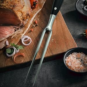 Carving Fork, Meat Fork, 12 Inch Cooking Fork, Stainless Steel BBQ Fork, Long Metal Chef Pro Kitchen Forks for Barbecue, Serving, Cooking, Grilling, Roasting