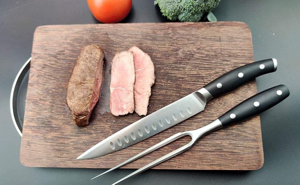 Carving Fork, Meat Fork, 12 Inch Cooking Fork, Stainless Steel BBQ Fork, Long Metal Chef Pro Kitchen Forks for Barbecue, Serving, Cooking, Grilling, Roasting