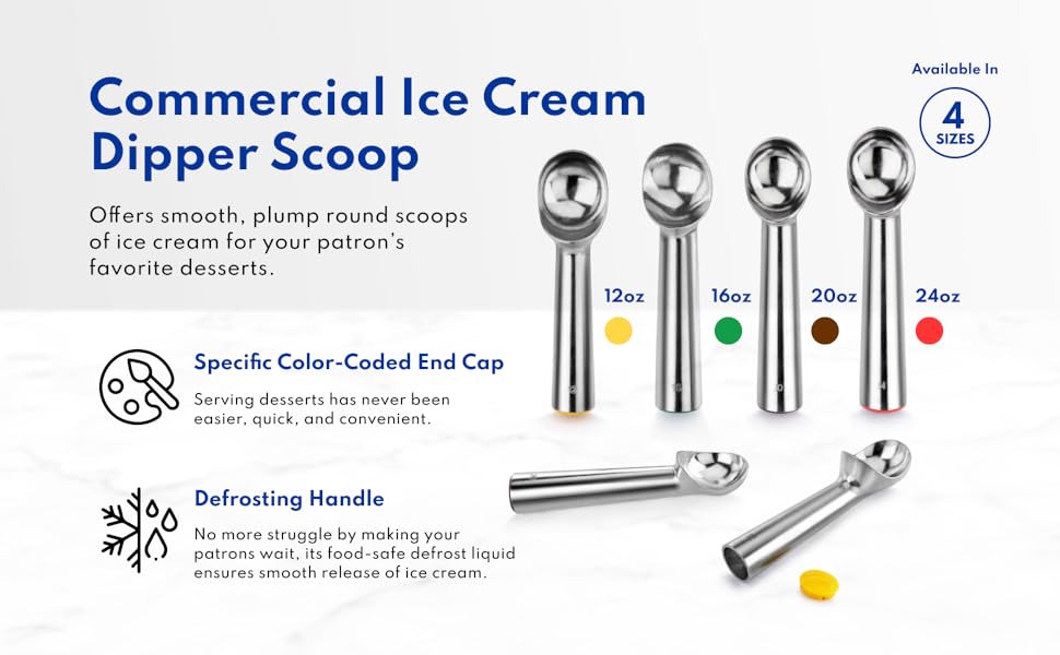 New Star Foodservice 7006957 Commercial Ice Cream Dipper Scoop Yellow 3-oz Size 12 (Hand Wash Only)