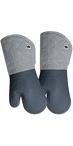 RED LMLDETA Heat Resistant 550 Degree Oven mitt, Silicone Oven Hot Mitts - 1 Pair, Extra Long Professional Baking Oven Gloves - Food Safe,Pot Holders Cooking,Grilling,Kitchen (Purple Mittens)