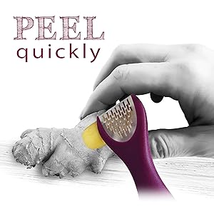 Talisman Designs 3-in-1 Ginger Peeler | Grater & Sliver | Grate Ginger, Garlic, Turmeric & Nutmeg | Easy to Use Kitchen Utensil Tool | Stainless Steel Hand Held Grater