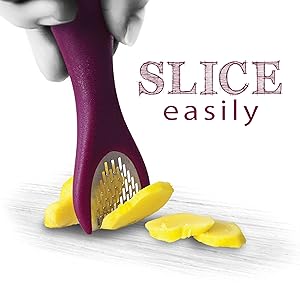 Talisman Designs 3-in-1 Ginger Peeler | Grater & Sliver | Grate Ginger, Garlic, Turmeric & Nutmeg | Easy to Use Kitchen Utensil Tool | Stainless Steel Hand Held Grater