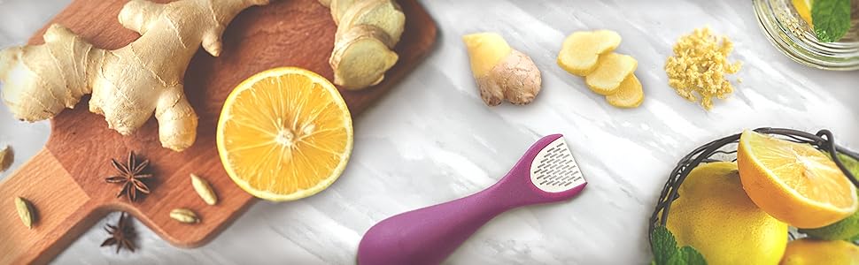Talisman Designs 3-in-1 Ginger Peeler | Grater & Sliver | Grate Ginger, Garlic, Turmeric & Nutmeg | Easy to Use Kitchen Utensil Tool | Stainless Steel Hand Held Grater