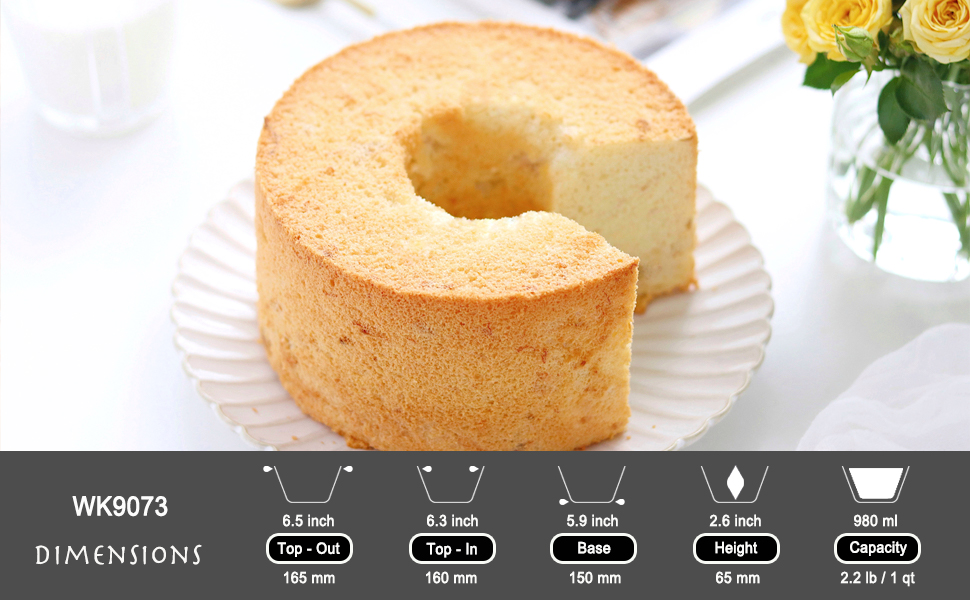 CHEFMADE Angel Food Cake Pan, 6-Inch with Removable Loose Bottom Non-Stick Chiffon Tube Pan for Oven and Instant Pot Baking (Champagne Gold)
