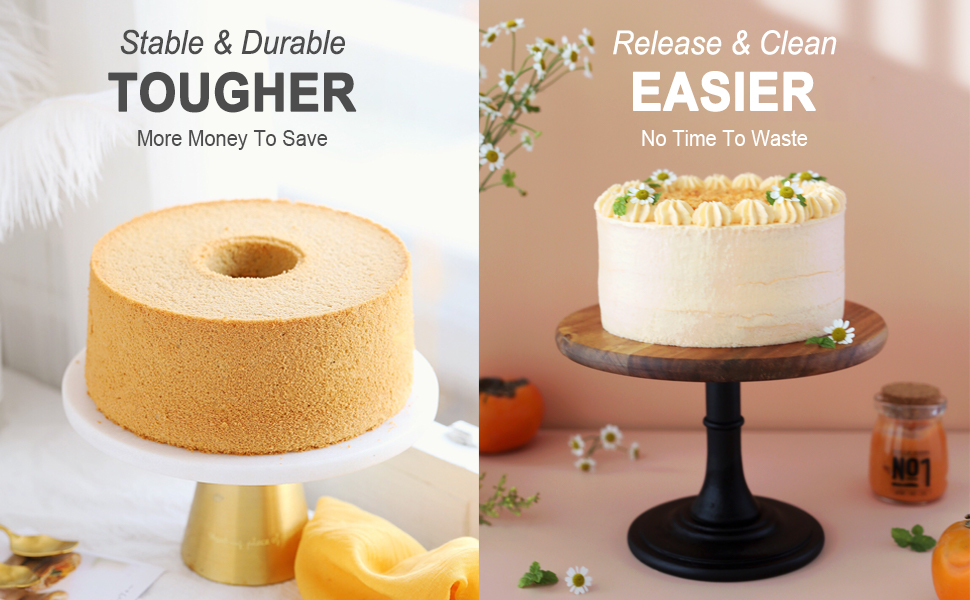 CHEFMADE Angel Food Cake Pan, 6-Inch with Removable Loose Bottom Non-Stick Chiffon Tube Pan for Oven and Instant Pot Baking (Champagne Gold)