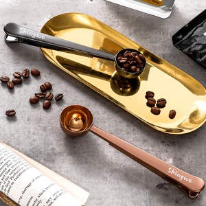 Coffee Scoop with Bag Clip, Multi-Function Milk Powder Measuring Spoon, 20ml (Black)