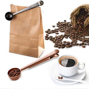 Coffee Scoop with Bag Clip, Multi-Function Milk Powder Measuring Spoon, 20ml (Black)