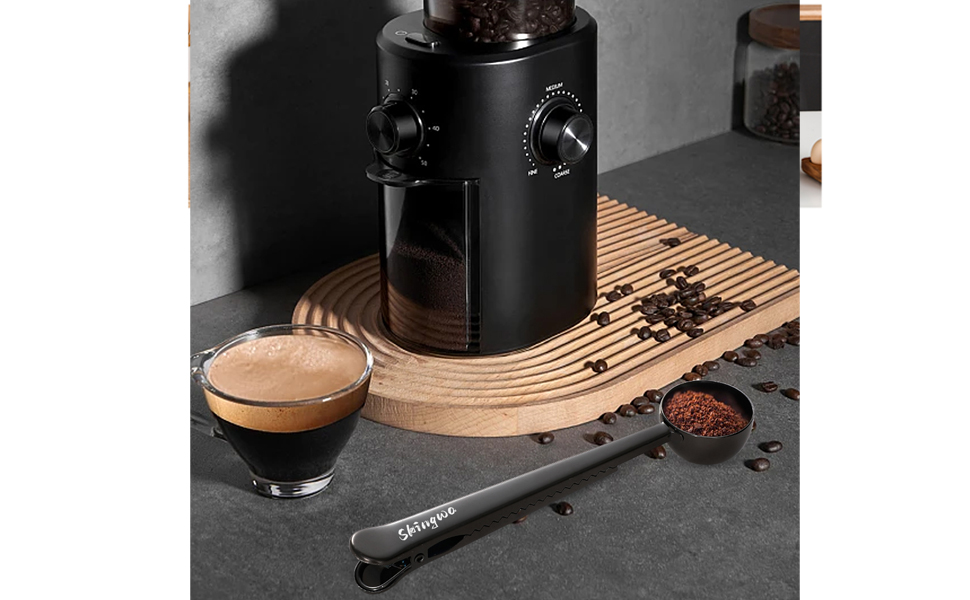 Coffee Scoop with Bag Clip, Multi-Function Milk Powder Measuring Spoon, 20ml (Black)