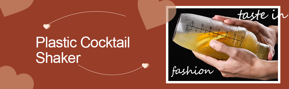 FEOOWV Plastic Cocktail Shaker, Hand Drink Mixer Boba Tea Shaker Cup with Scales,Bar Tool Transparent (24 oz / 700cc)