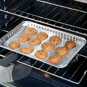Stock Your Home Aluminum Pans - 15 Pack Disposable Aluminum Foil Trays - Reusable Nonstick Baking Sheets - 16 Inch x 11 Inch