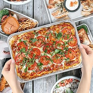 Stock Your Home Aluminum Pans - 15 Pack Disposable Aluminum Foil Trays - Reusable Nonstick Baking Sheets - 16 Inch x 11 Inch