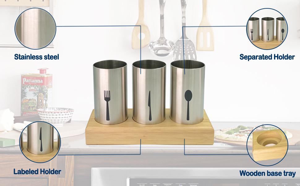 4PC Flatware Caddy Holder Stainless Steel Small