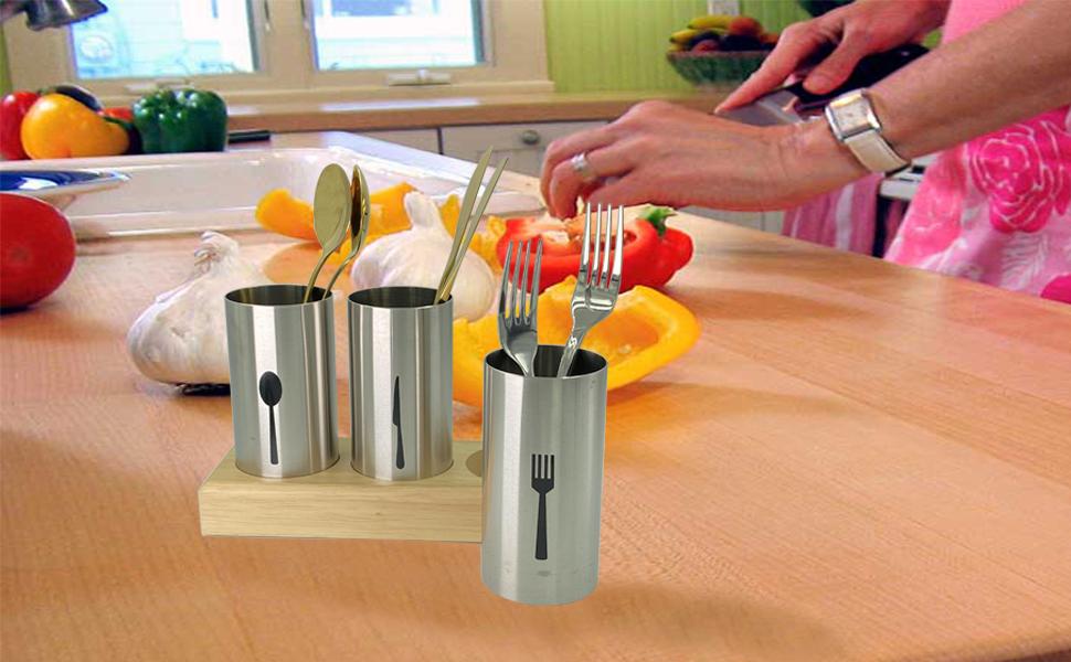 4PC Flatware Caddy Holder Stainless Steel Small