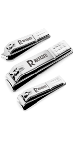 Nail Clippers Set Matte Stainless Steel 3 pcs fingernail Clippers &Slant EDG Toenail Clipper Cutter The Best Gift Nail Clippers for Men and Women