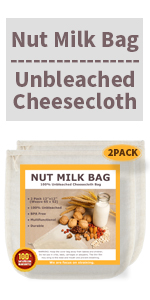 Nut Milk Bags, All Natural Cheesecloth Bags, 12