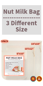 Nut Milk Bags, All Natural Cheesecloth Bags, 12