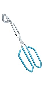 Scissor Style Tongs 10 Inches and 11 Inches Set Stainless Steel Grilling Tongs Hotdog Tongs, Set of 2