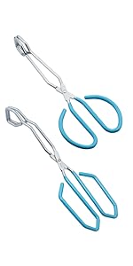 Scissor Style Tongs 10 Inches and 11 Inches Set Stainless Steel Grilling Tongs Hotdog Tongs, Set of 2