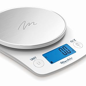 Food Kitchen Scale by NutraTrack™ Digital Grams and Ounces for Coffee, Weight Loss, Baking, Cooking, Keto and Meal Prep, LCD Display, Stainless Steel, LOWEST 0.5g INCREMENTS Accuracy meets Durability!