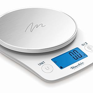Food Kitchen Scale by NutraTrack™ Digital Grams and Ounces for Coffee, Weight Loss, Baking, Cooking, Keto and Meal Prep, LCD Display, Stainless Steel, LOWEST 0.5g INCREMENTS Accuracy meets Durability!