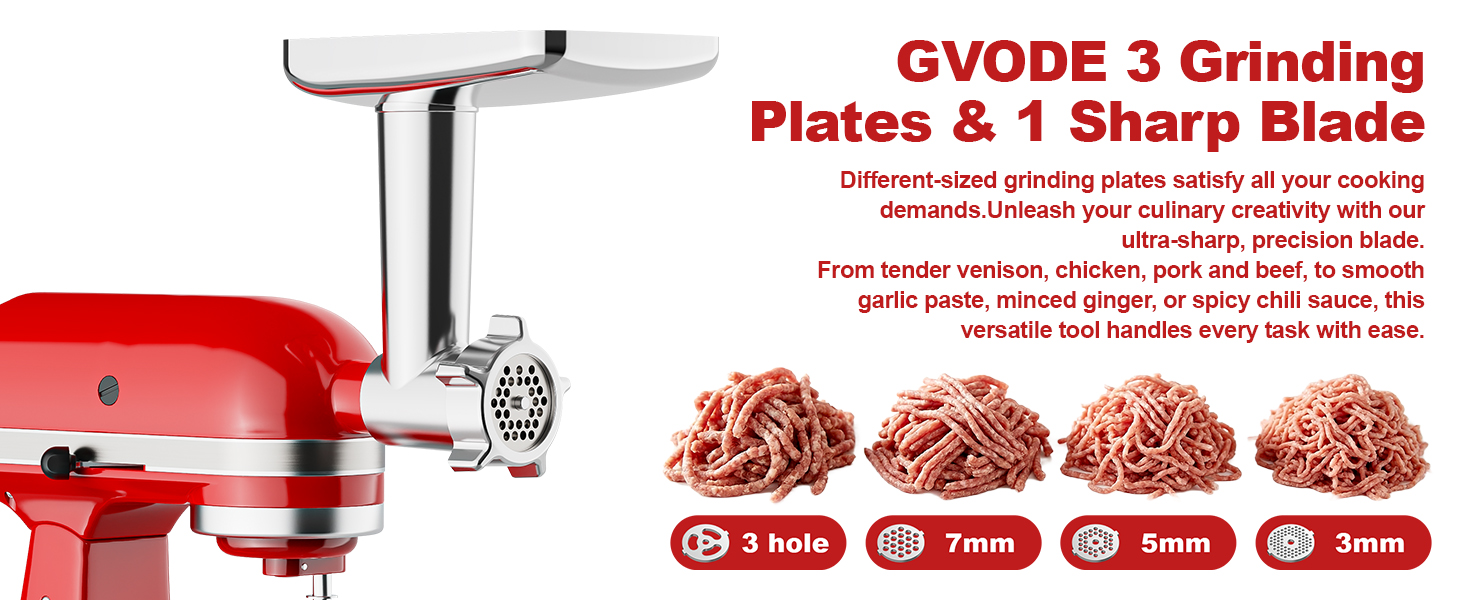 Meat Grinder and Cheese Grater Attachment for KitchenAid Stand Mixer, Slicer Shredder & Meat Grinder with Sausage Stuffer, 2 Pcs for KitchenAid Accessories and Attachments