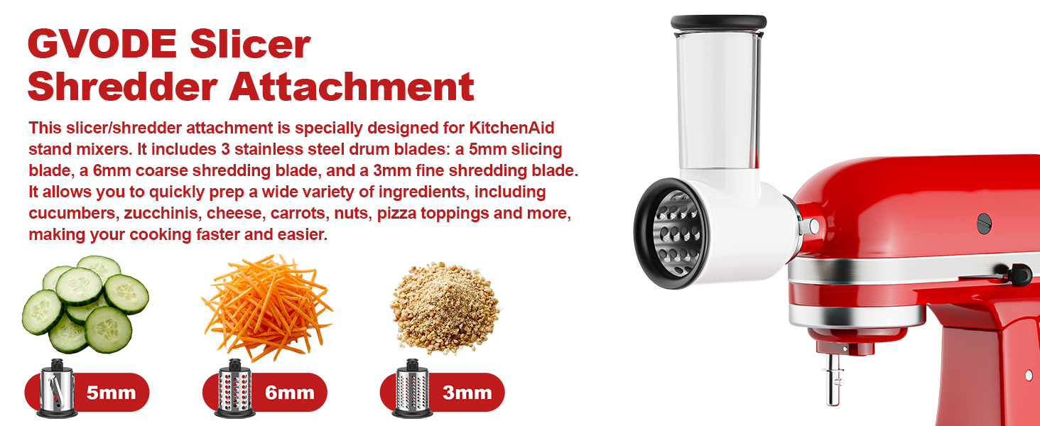 Meat Grinder and Cheese Grater Attachment for KitchenAid Stand Mixer, Slicer Shredder & Meat Grinder with Sausage Stuffer, 2 Pcs for KitchenAid Accessories and Attachments