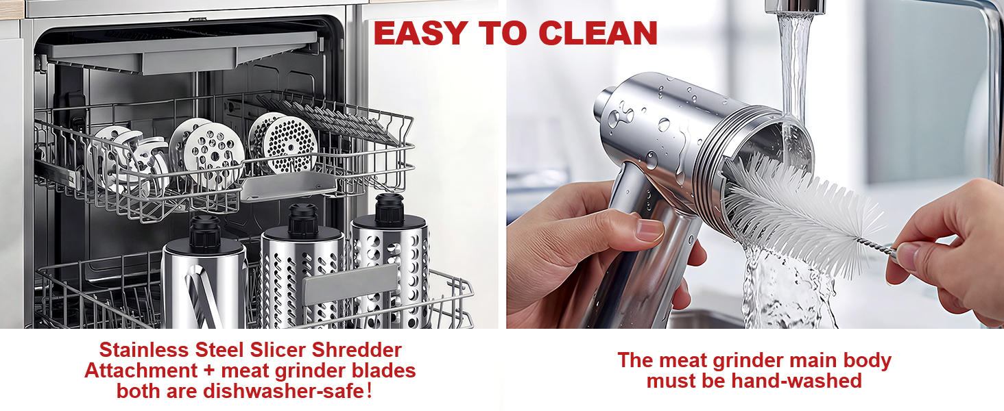 Meat Grinder and Cheese Grater Attachment for KitchenAid Stand Mixer, Slicer Shredder & Meat Grinder with Sausage Stuffer, 2 Pcs for KitchenAid Accessories and Attachments