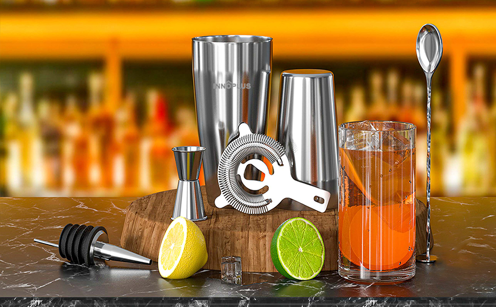Cocktail Shaker, 27OZ Martini Shaker, Drink Shaker, Cocktail Shaker Set 6 Pcs,Boston Shaker, Bar Set, Cocktail Strainer, Bar tools, Bartender Kit, Stainless Steel Double Measuring Jigger, Mixing Spoon