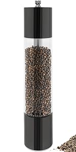 LHS Pepper Mill Grinder Salt Grinder Peppercorn Grinders with Adjustable Coarseness-Clear