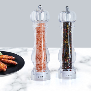 LHS Pepper Mill Grinder Salt Grinder Peppercorn Grinders with Adjustable Coarseness-Clear