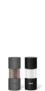 LHS Pepper Mill Grinder Salt Grinder Peppercorn Grinders with Adjustable Coarseness-Clear