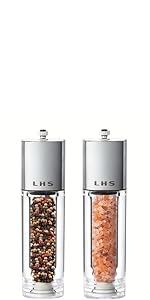 LHS Pepper Mill Grinder Salt Grinder Peppercorn Grinders with Adjustable Coarseness-Clear