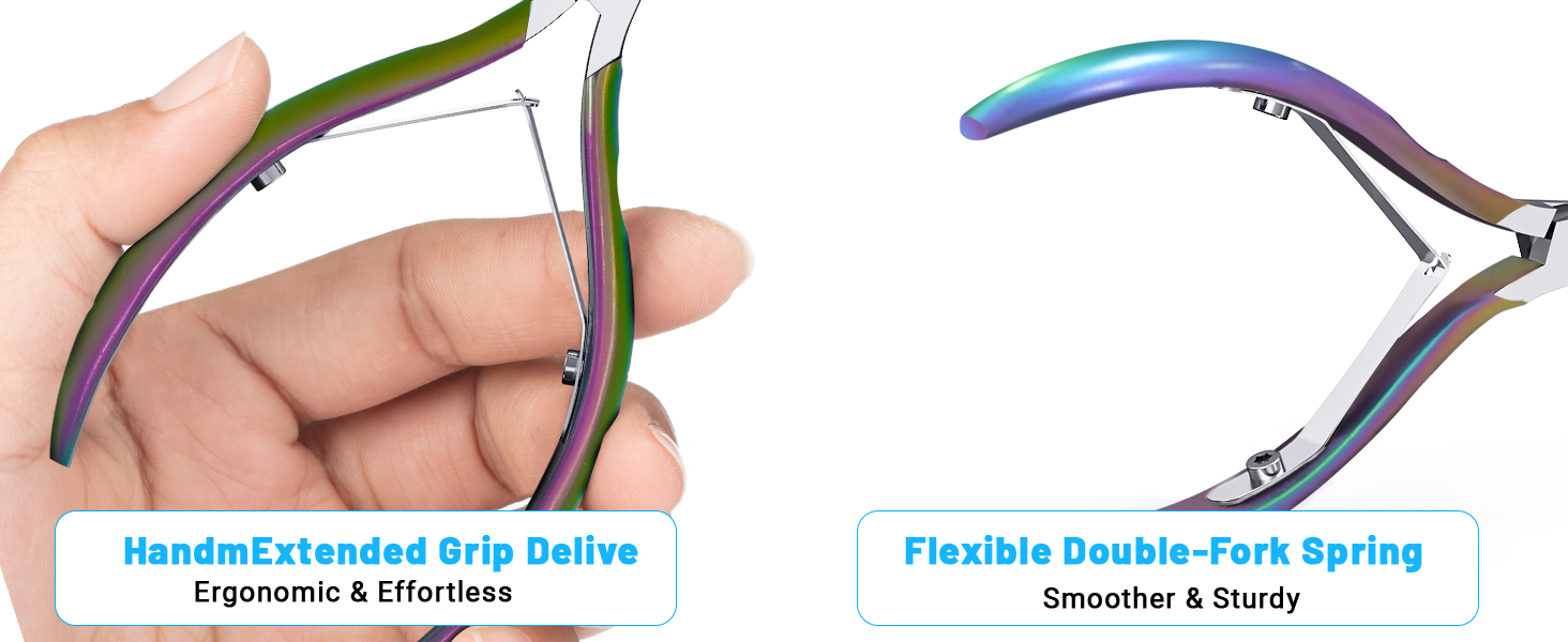 Cuticle Trimmer Cuticle Nippers Clippers Stainless Steel Hangnail Remover Extremely Sharp Cutter Pedicure Manicure Tool, opove X7 Rainbow Gradient