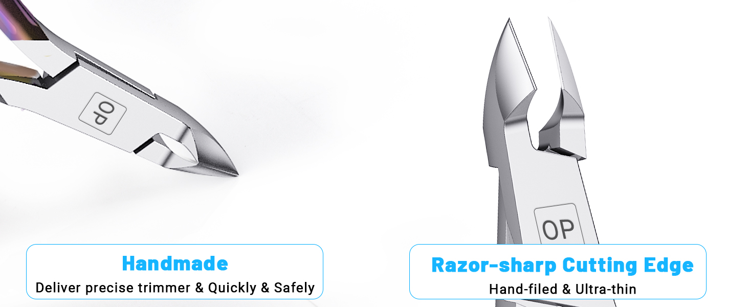 Cuticle Trimmer Cuticle Nippers Clippers Stainless Steel Hangnail Remover Extremely Sharp Cutter Pedicure Manicure Tool, opove X7 Rainbow Gradient