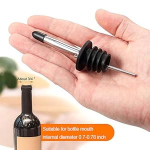 6PCS Liquor Bottle Pourers, Stainless Steel Olive Oil Spouts, Bottle Pourers for Alcohol, Olive Oil, With Dust Caps Liquor Pour Spout