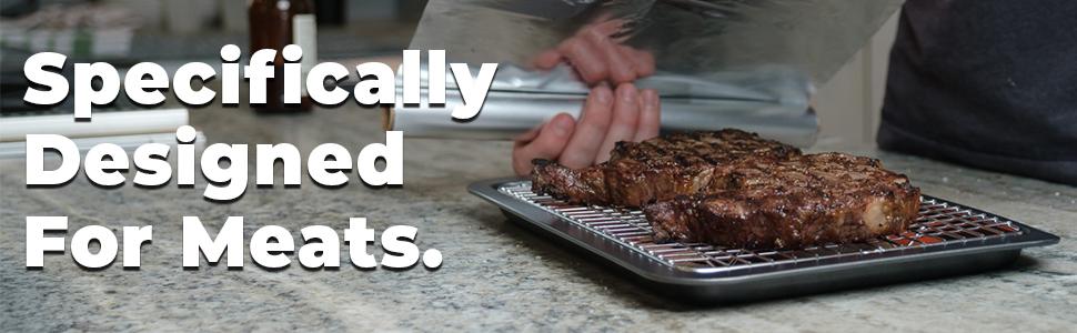 Trinity Provisions Meat Resting Pan - With Wire Rack and Silicone Baking Mat - Dishwasher and Oven Safe Stainless Steel, for Cooking and Cooling Steak, BBQ, Bacon, & More