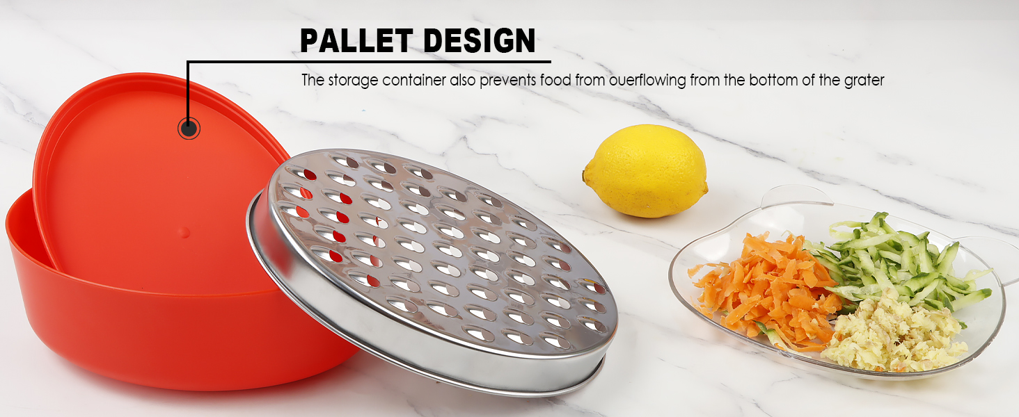 Cheese Grater Citrus Lemon Zester with Food Storage Container & Lid - Perfect For Hard Parmesan Or Soft Cheddar Cheeses, Ginger, Vegetables, Butter, Chocolate & Nutmeg (Red)