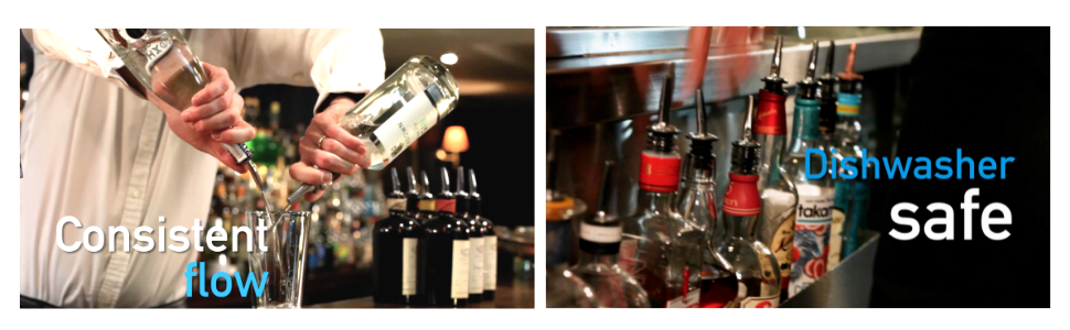 3-in-1 Liquor Pour spout with Built-in Fruit Fly Protection - Dishwasher Safe Hygienic Alcohol Speed Spouts - Also for Olive Oil, Juice, Syrup. Black 6 Pack with 6 Adapters for Large Neck Bottles