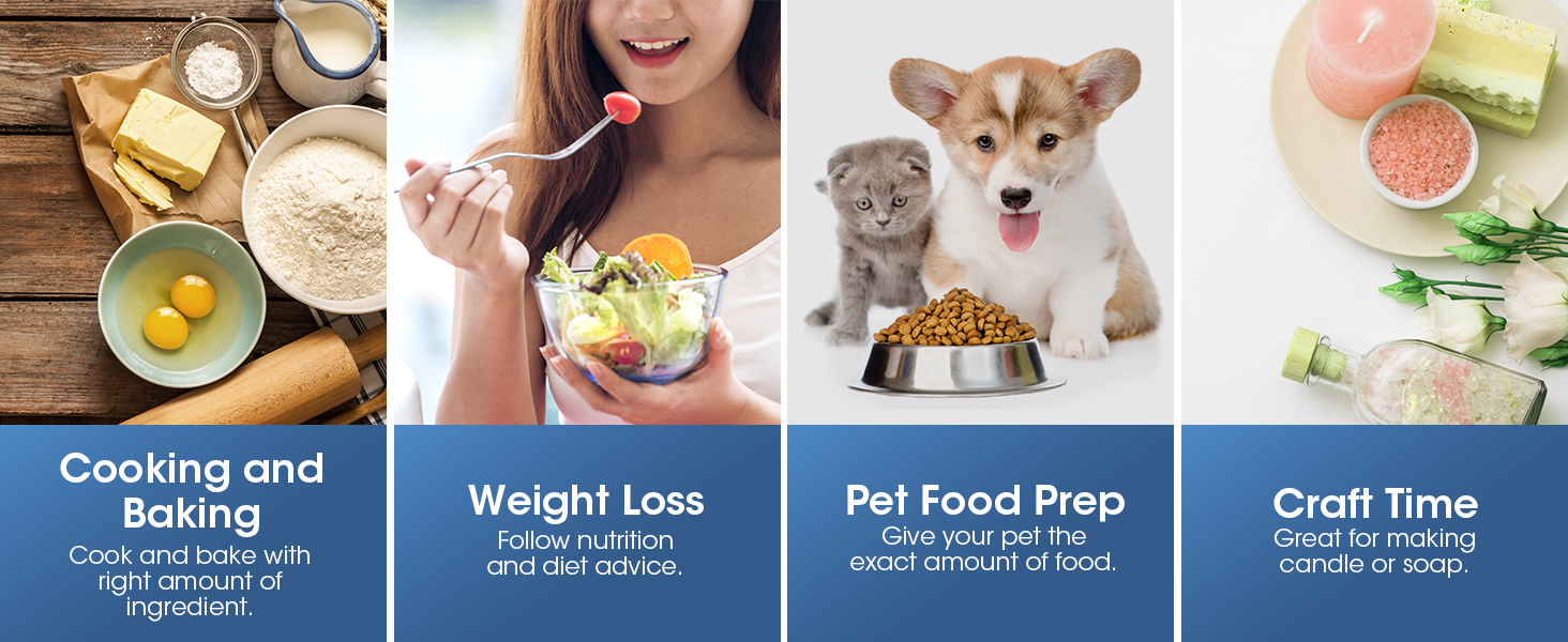 Nicewell Food Scale, 22lb Digital Kitchen Scale Weight Grams and oz for Cooking Baking, 1g/0.1oz Precise Graduation, Stainless Steel and Tempered Glass