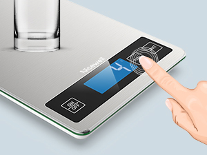 Nicewell Food Scale, 22lb Digital Kitchen Scale Weight Grams and oz for Cooking Baking, 1g/0.1oz Precise Graduation, Stainless Steel and Tempered Glass