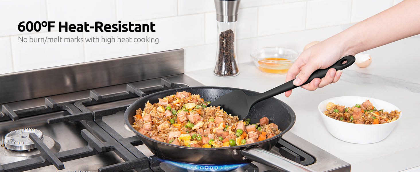 U-Taste Silicone Spatula Set with 600 Degrees Fahrenheit Heat Resistant (Black)