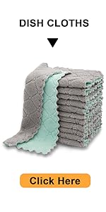 kimteny 12 Pack Kitchen Cloth Dish Towels, Premium Dishcloths, Super Absorbent Coral Velvet Dishtowels, Nonstick Oil Washable Fast Drying (Green-Grey)