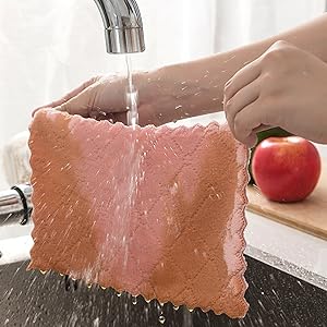 kimteny 12 Pack Kitchen Cloth Dish Towels, Premium Dishcloths, Super Absorbent Coral Velvet Dishtowels, Nonstick Oil Washable Fast Drying (Green-Grey)