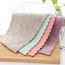 kimteny 12 Pack Kitchen Cloth Dish Towels, Premium Dishcloths, Super Absorbent Coral Velvet Dishtowels, Nonstick Oil Washable Fast Drying (Green-Grey)
