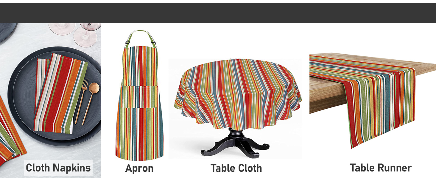 Ruvanti Placemats 100% Cotton 13x19 Inch, Dining Table Placemats Set of 6, Place Mats for Dining Table Decor, Kitchen & Table Linens, Coffee Mat for Christmas Dinners - Multi Stripe