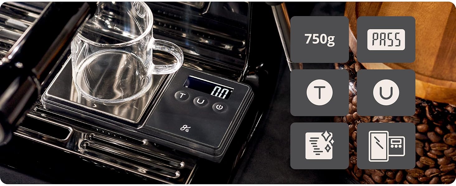 Greater Goods Digital Espresso and Coffee Scale - 750 x 0.1g, Mini Scale with 6 Units of Measurement