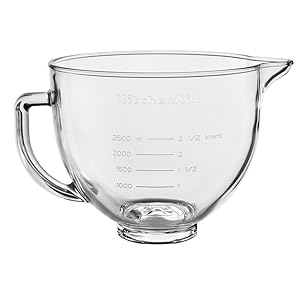 KitchenAid 5 Quart Tilt-Head Glass Bowl with Measurement Markings & Lid - KSM5GB