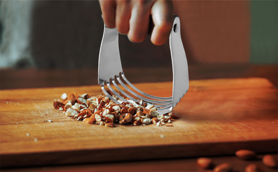 ALLTOP Pastry Shortening Blender Cutter,Stainless Steel Dough Masher for Butter, Biscuit,Baking, Kneading,Dough, Flakier and Fluffier Pie Crusts, Almond - Hand Kitchen Tool (1, Black)