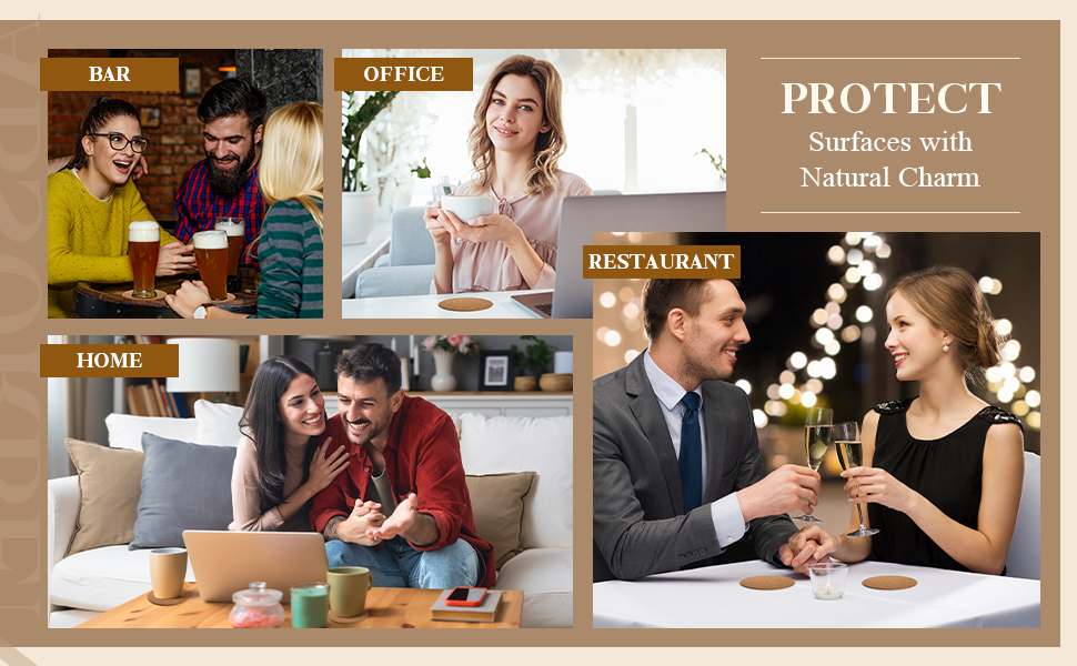 Boao 6 Pcs Round Cork Trivets for Hot Dishes High Density Thick Coasters Wooden Absorbent Cork Plant Coasters for Kitchen, Drinks Coffee Plants (6 Inch)