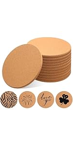 Boao 6 Pcs Round Cork Trivets for Hot Dishes High Density Thick Coasters Wooden Absorbent Cork Plant Coasters for Kitchen, Drinks Coffee Plants (6 Inch)